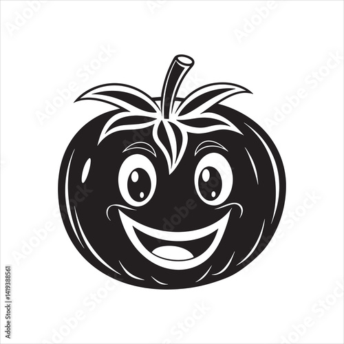 Happy Tomato Character Cartoon Face Vector Illustration with Smile for Kids, Food Designs, and Healthy Eating Concepts