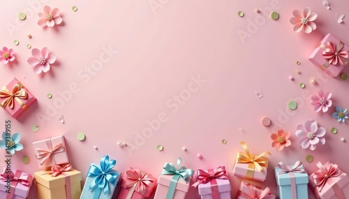 Elegant repeating gift box pattern, pastel colors, repeat, surface