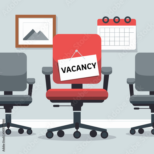 Searching for a new job, career path, or vacancy. Hiring and recruitment concept with businessman thinking of job change, office chair shaped like question mark symbolizes opportunity.