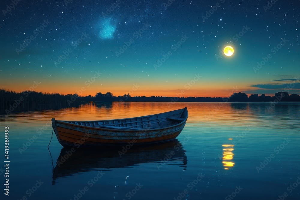 Fototapeta premium Peaceful lake at night