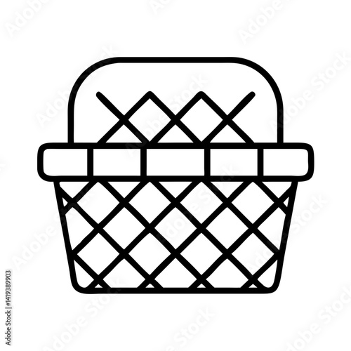 Downloadable picnic basket outline vector image for crafts and graphic design projects usage now