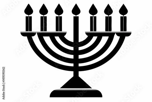 menorah silhouette line art vector illustration