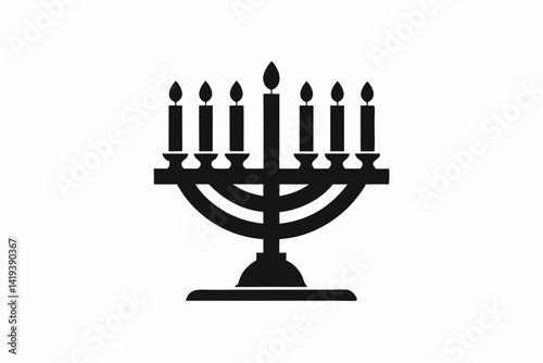 menorah silhouette line art vector illustration