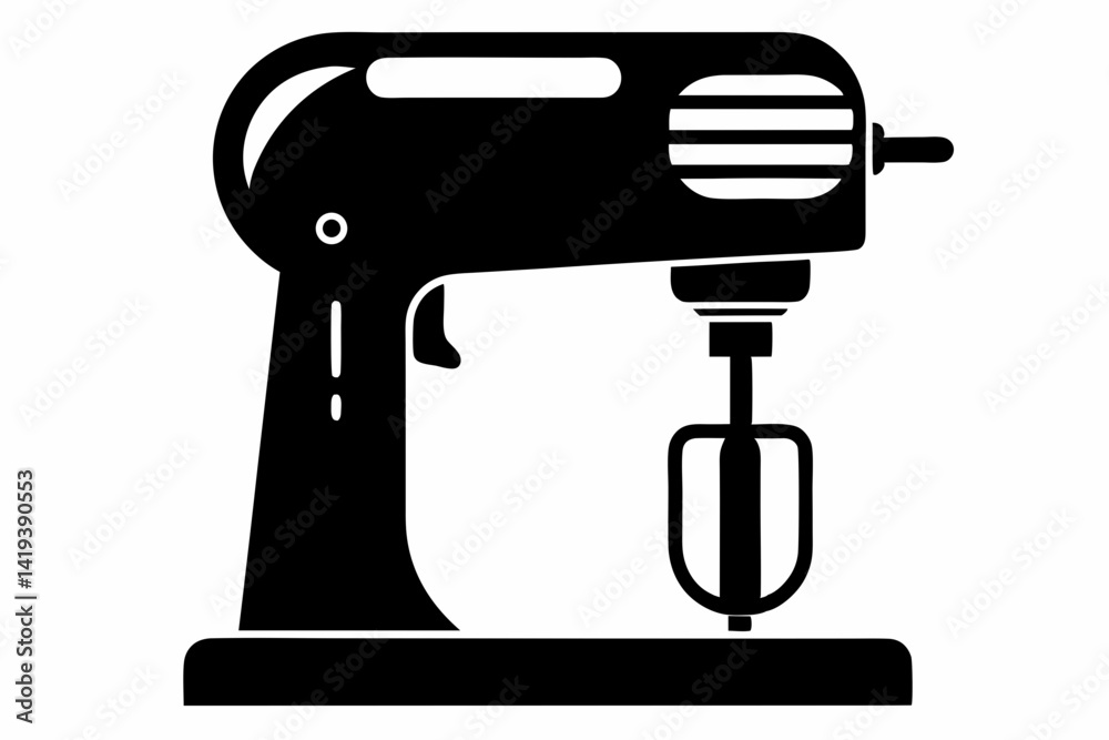 mixer drill silhouette line art vector illustration mixer drill silhouette line art vector illustration