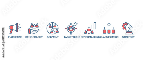 Market segmentation banner web icon vector illustration concept with icon of marketing, demography, segment, target niche, benchmarking, classification, strategy