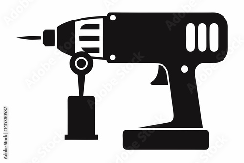 mixer drill silhouette line art vector illustration