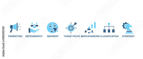 Market segmentation banner web icon vector illustration concept with icon of marketing, demography, segment, target niche, benchmarking, classification, strategy