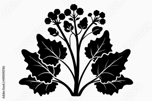 mustard plant silhouette line art vector illustration