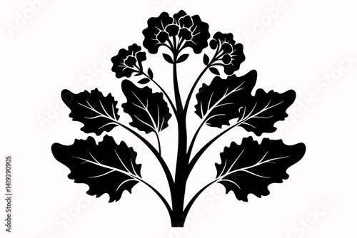 mustard plant silhouette line art vector illustration
