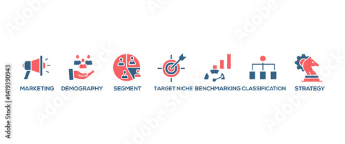 Market segmentation banner web icon vector illustration concept with icon of marketing, demography, segment, target niche, benchmarking, classification, strategy