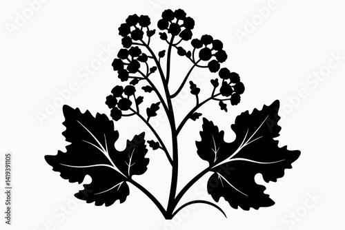 mustard plant silhouette line art vector illustration