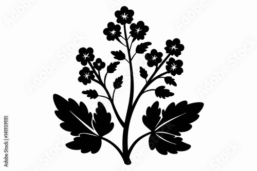 mustard plant silhouette line art vector illustration