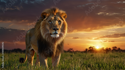Majestic Lion in the sunset
