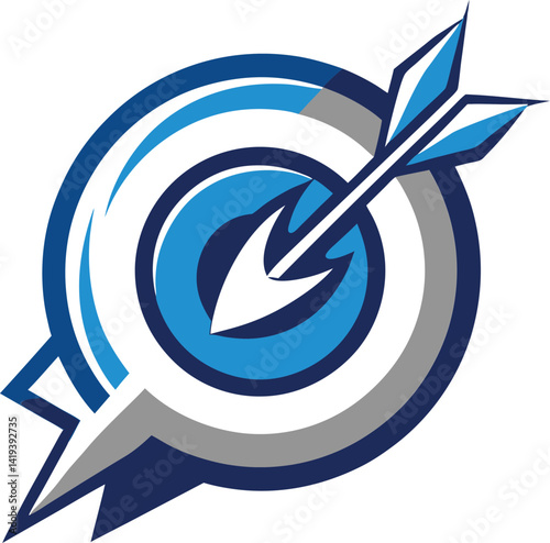 A mascot logo featuring a sleek and modern stylized arrow piercing a target, representing precision and achievement for a business consulting firm