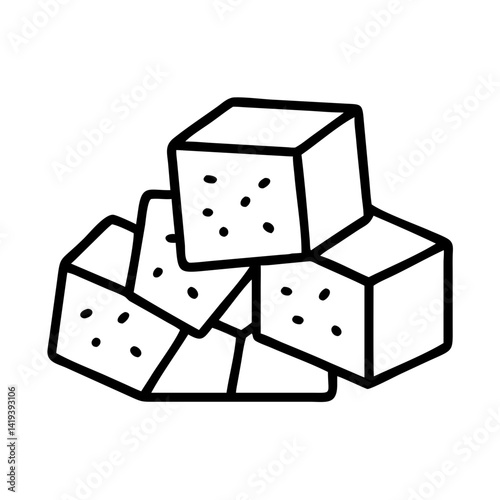 Illustration of sugar cubes pile, sweetener cubes, sugar cubes drawing, sugar cubes isolated, sweet cubes