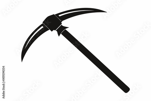 pickaxe silhouette line art vector illustration