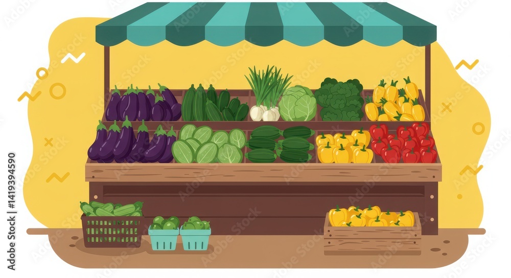 Obraz premium Fresh Vegetables at a Market Stall in Bright Colors 