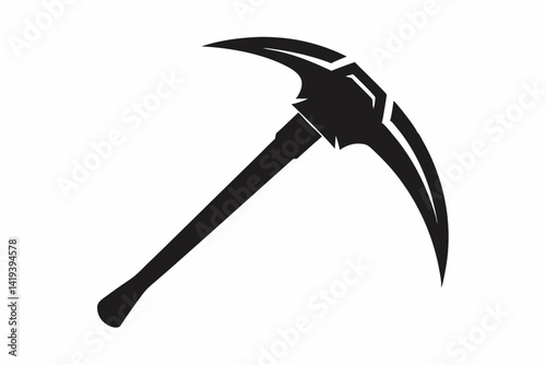 pickaxe silhouette line art vector illustration