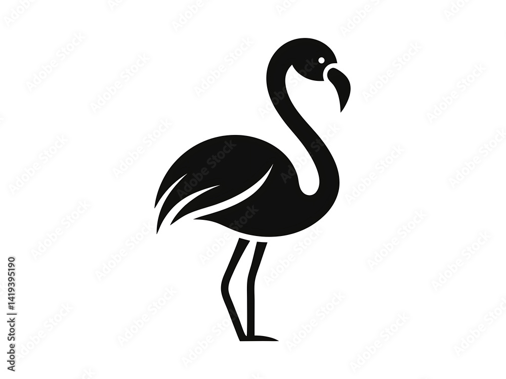 Fototapeta premium A design of flamingo icon logo design, black silhouette vector illustration on white