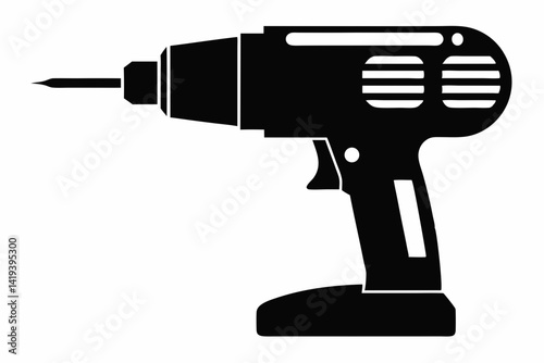 power drill silhouette line art vector illustration