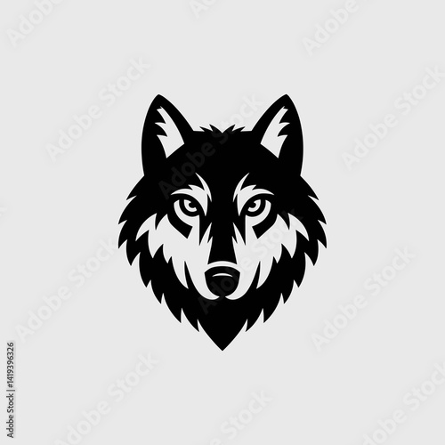 Silhouette logo of a howling wolf. Wild predator and canine symbol, representing strength and wilderness. Vector icon illustration of a fierce animal in nature.