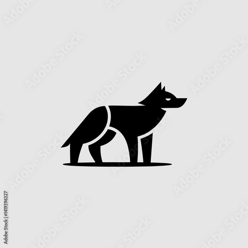 Silhouette logo of a howling wolf. Wild predator and canine symbol, representing strength and wilderness. Vector icon illustration of a fierce animal in nature.