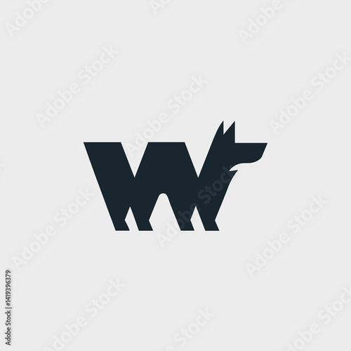 Silhouette logo of a howling wolf. Wild predator and canine symbol, representing strength and wilderness. Vector icon illustration of a fierce animal in nature.