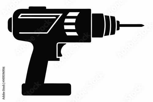 power drill silhouette line art vector illustration