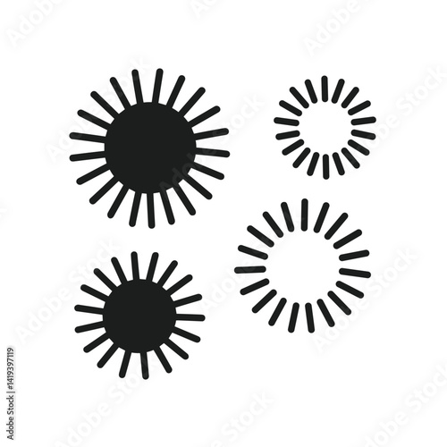 Black Pom-Poms Illustrations on White Background  