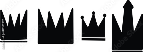 Crown icons set.Set of crowns,Crowns vector illustration,King, queen tiara, Royal crown black silhouettes - stock vector