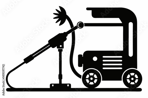 power washer silhouette line art vector illustration