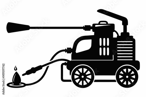 power washer silhouette line art vector illustration