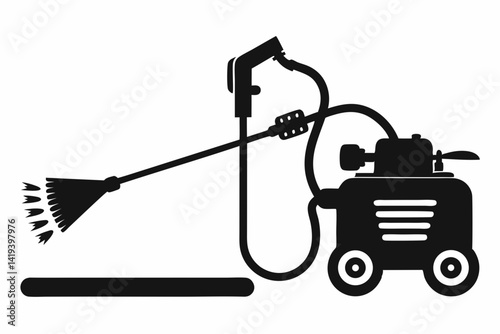 power washer silhouette line art vector illustration