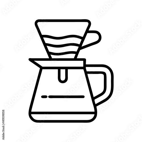 Pour over coffee maker vector illustration for brewing guide and coffee shop equipment design needs