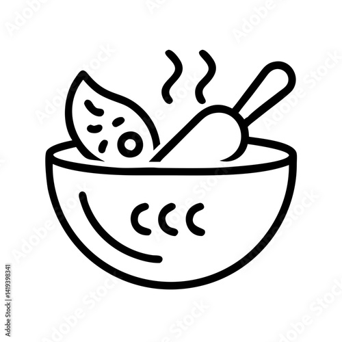 Delicious hot soup bowl vector illustration for restaurant menu and food blog with healthy meal idea