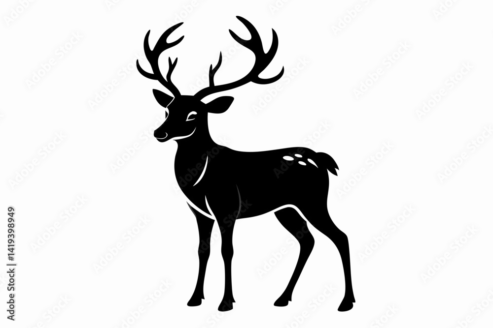 Obraz premium reindeer silhouette line art vector illustration