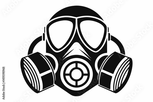 respirator silhouette line art vector illustration