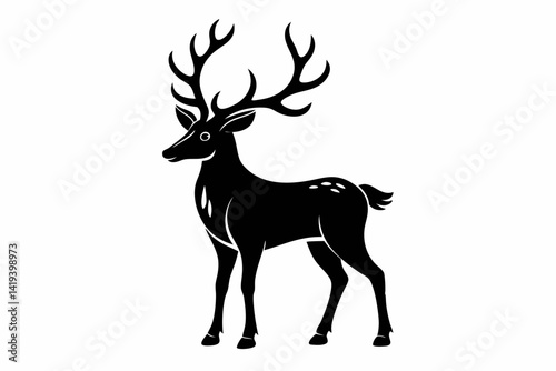 reindeer silhouette line art vector illustration