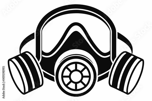 respirator silhouette line art vector illustration