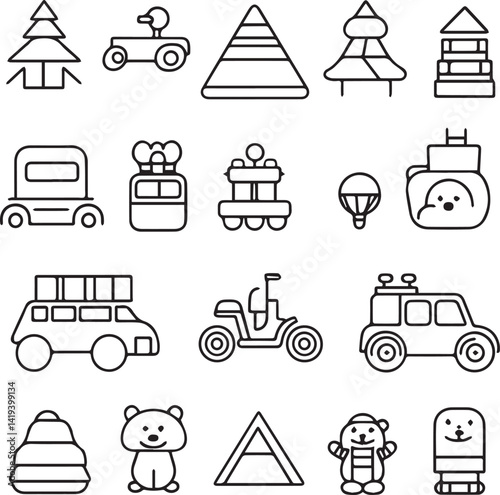 set of children toy vector