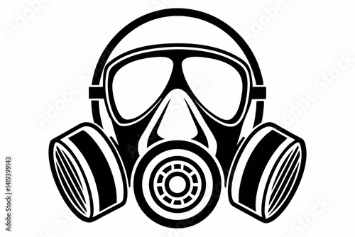 respirator silhouette line art vector illustration