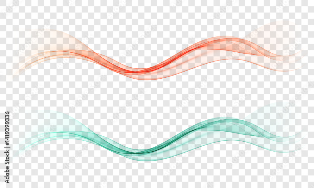 Wave collection, translucent colorful abstract waves, smooth lines.