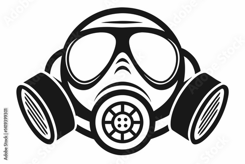 respirator silhouette line art vector illustration