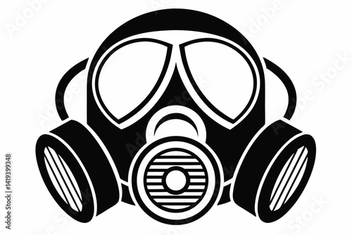 respirator silhouette line art vector illustration