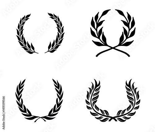 Laurel wreath collection, Wreath silhouette, vector Illustration 