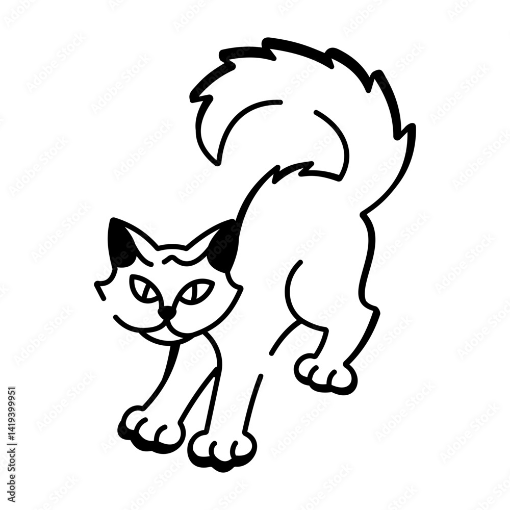 Obraz premium A hand drawn style icon of black cat tattoo 