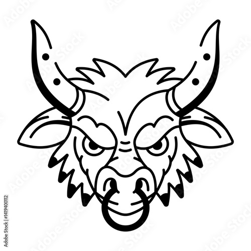 A sketchy style icon of minotaur head tattoo
