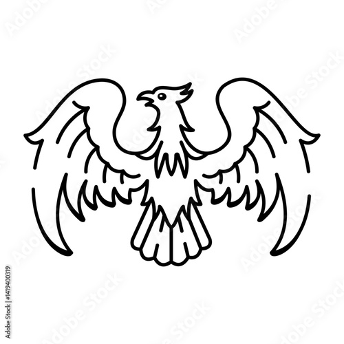 A sketchy style icon of phoenix rising tattoo
