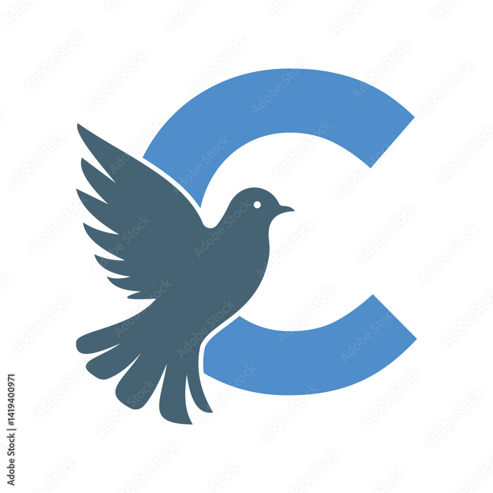 Initial Pigeon Logo combine with letter C vector template Initial Pigeon Logo combine with letter C vector template