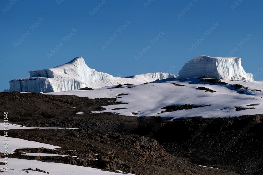 Uhuru peak on Kibo volcano (Kilimanjaro) – 5895 m with galcier, Tanzania